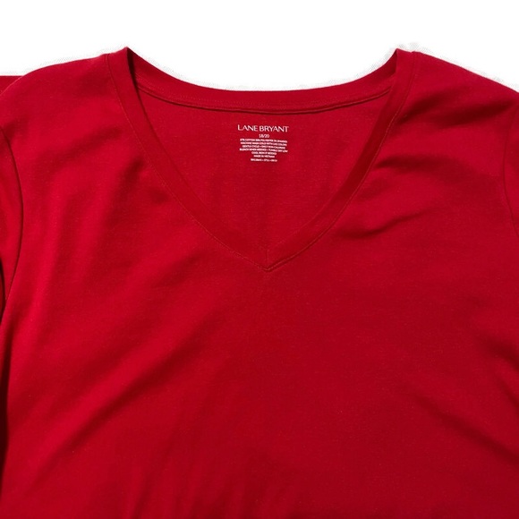 LANE BRYANT LONG SLEEVE V-NECK RED T-SHIRT SIZE 18/20 - Picture 4 of 5